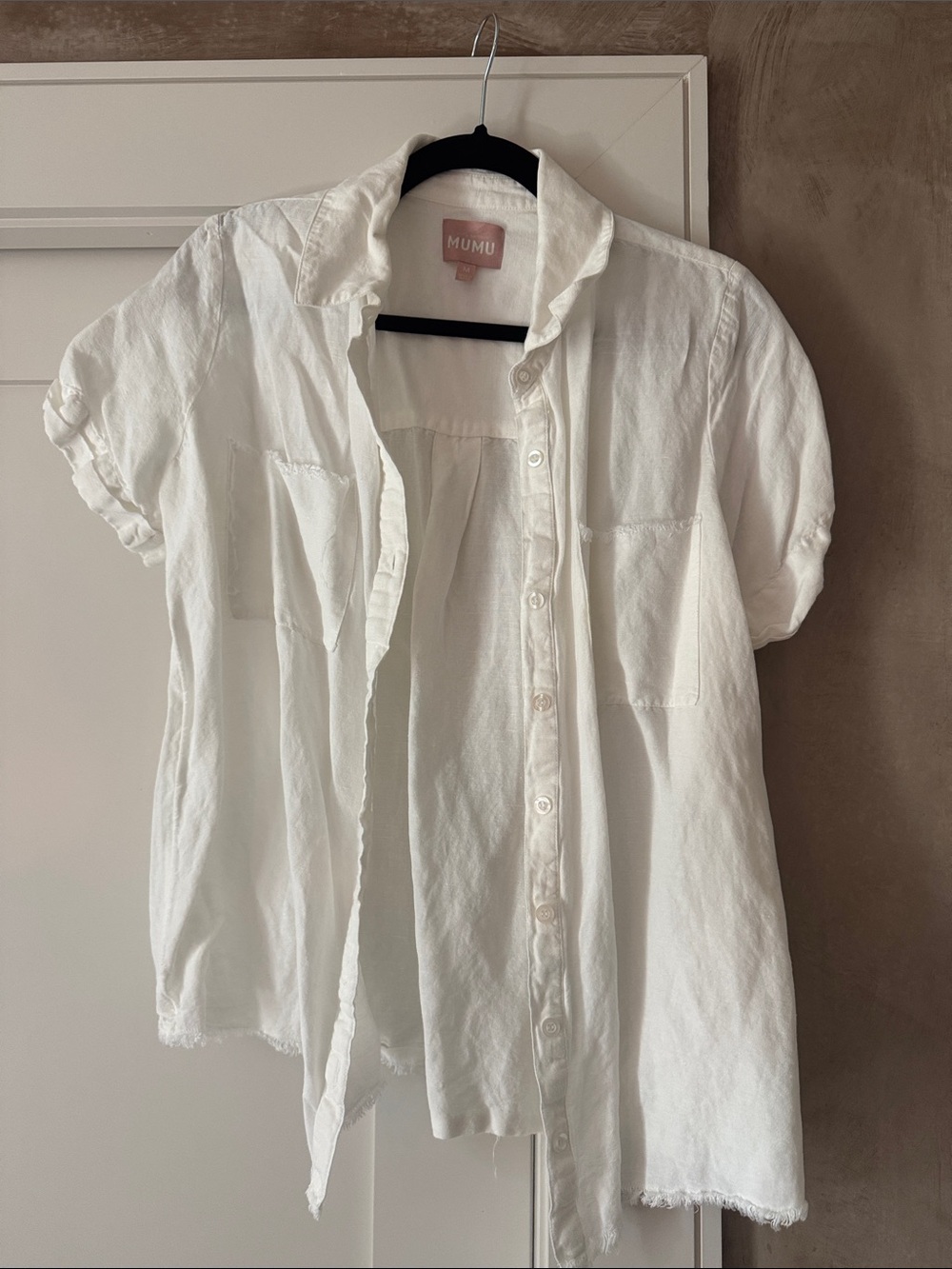 Show Me Your MuMu White Short Sleeve Button-Down Shirt